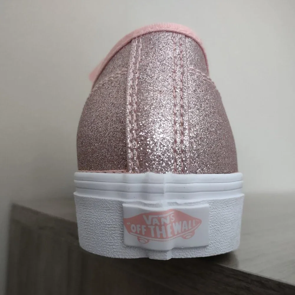 VANS blush pink sparkle lace up sneakers NWOT size 9 - Picture 5 of 6